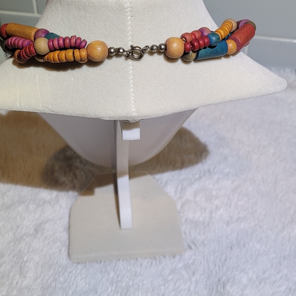 Multicolor Beaded Wood Necklace - Picture 2 of 2